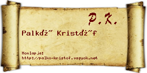 Palkó Kristóf névjegykártya