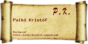 Palkó Kristóf névjegykártya